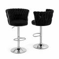Set di sgabelli da bar in velluto con base in metallo cromato