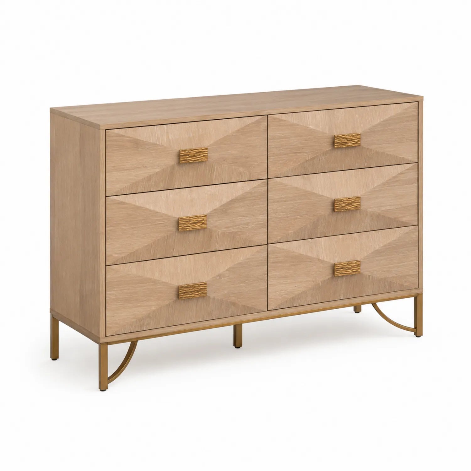 Cassettiera in Legno di Rovere con 6 Cassetti e Base in Metallo