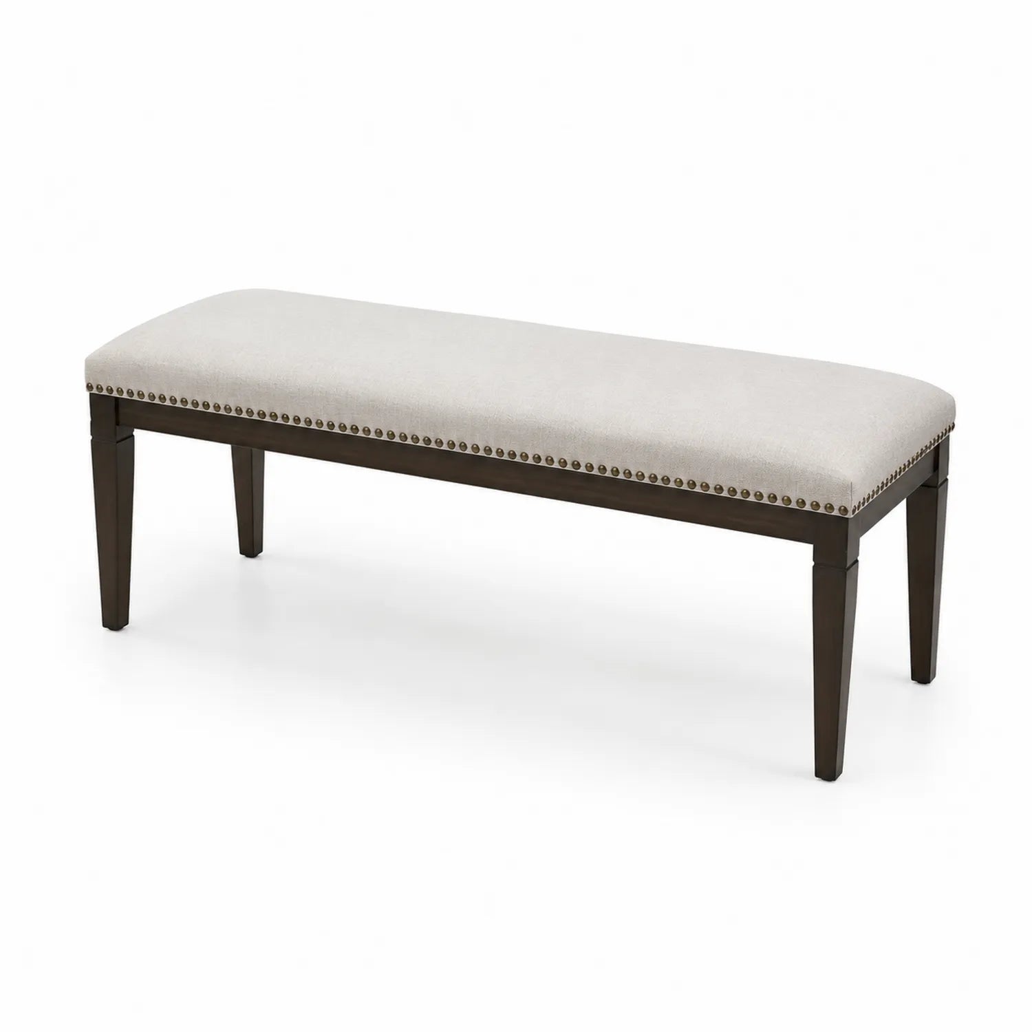 Panca in legno con rivestimento in poliestere beige 120x40x45 cm