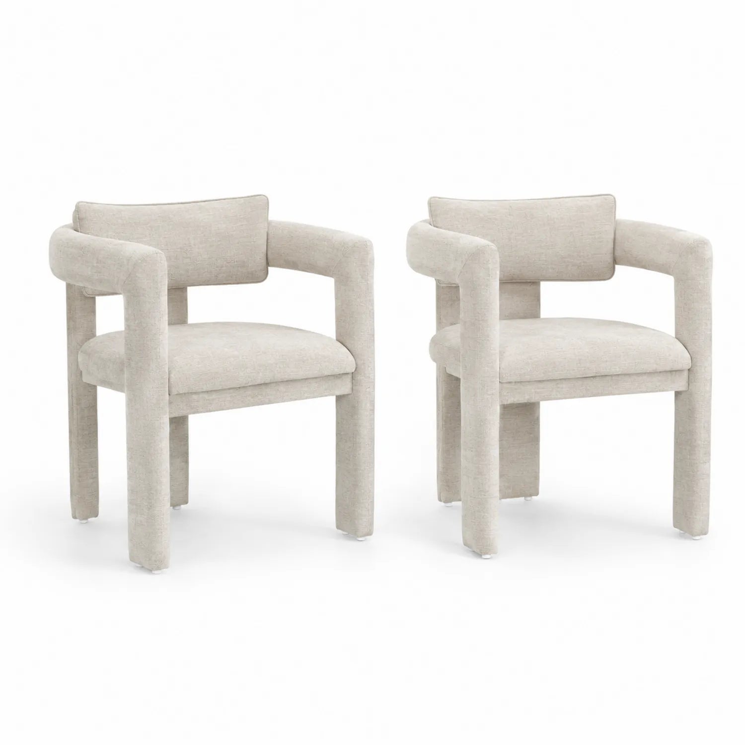 Set di 2 Sedie da Pranzo in Tessuto Beige