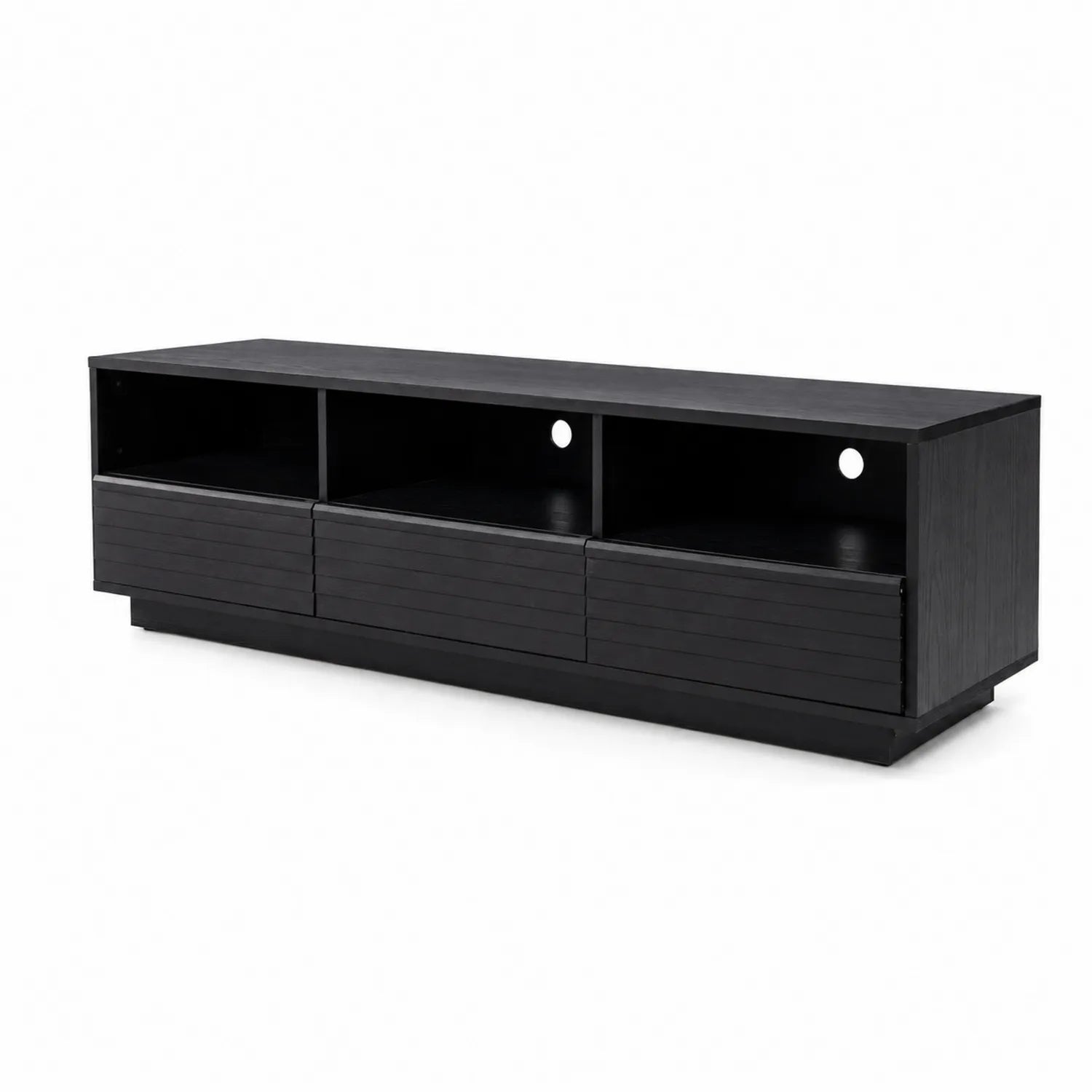 Mobile TV in MDF Nero con 3 Cassetti e Ripiani 180x40x50 cm