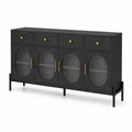 Credenza in Legno con Ante in Vetro Temperato Nero