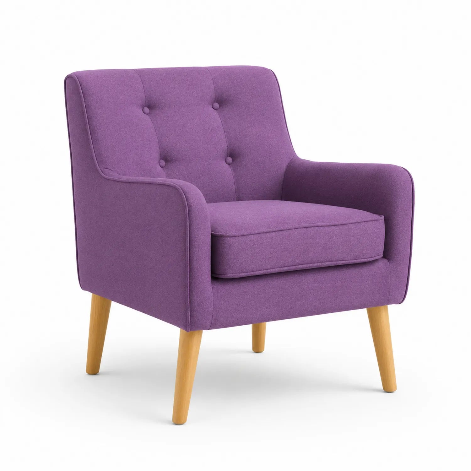 Poltrona in tessuto con gambe in legno
