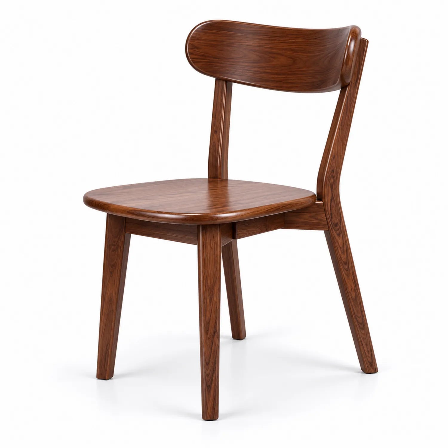 Sedia in Legno Massello Marrone con Schienale Curvo