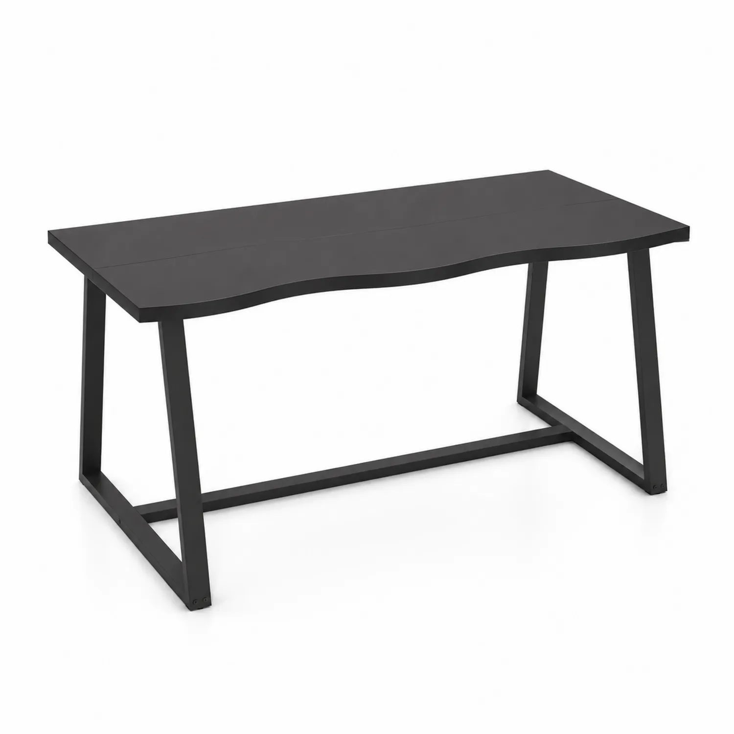 Tavolo da pranzo nero in legno composito con gambe in acciaio