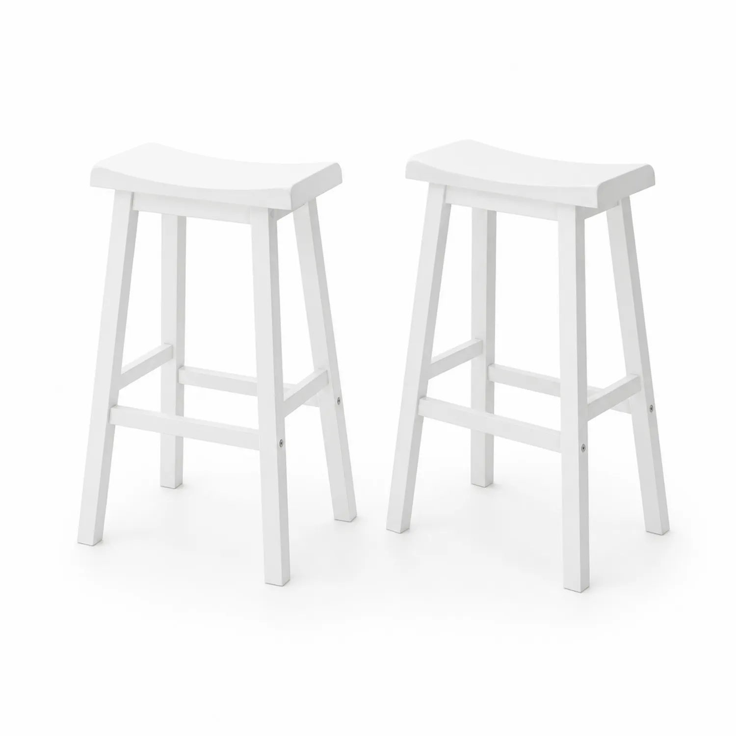 Set di 2 Sgabelli in Legno Bianco