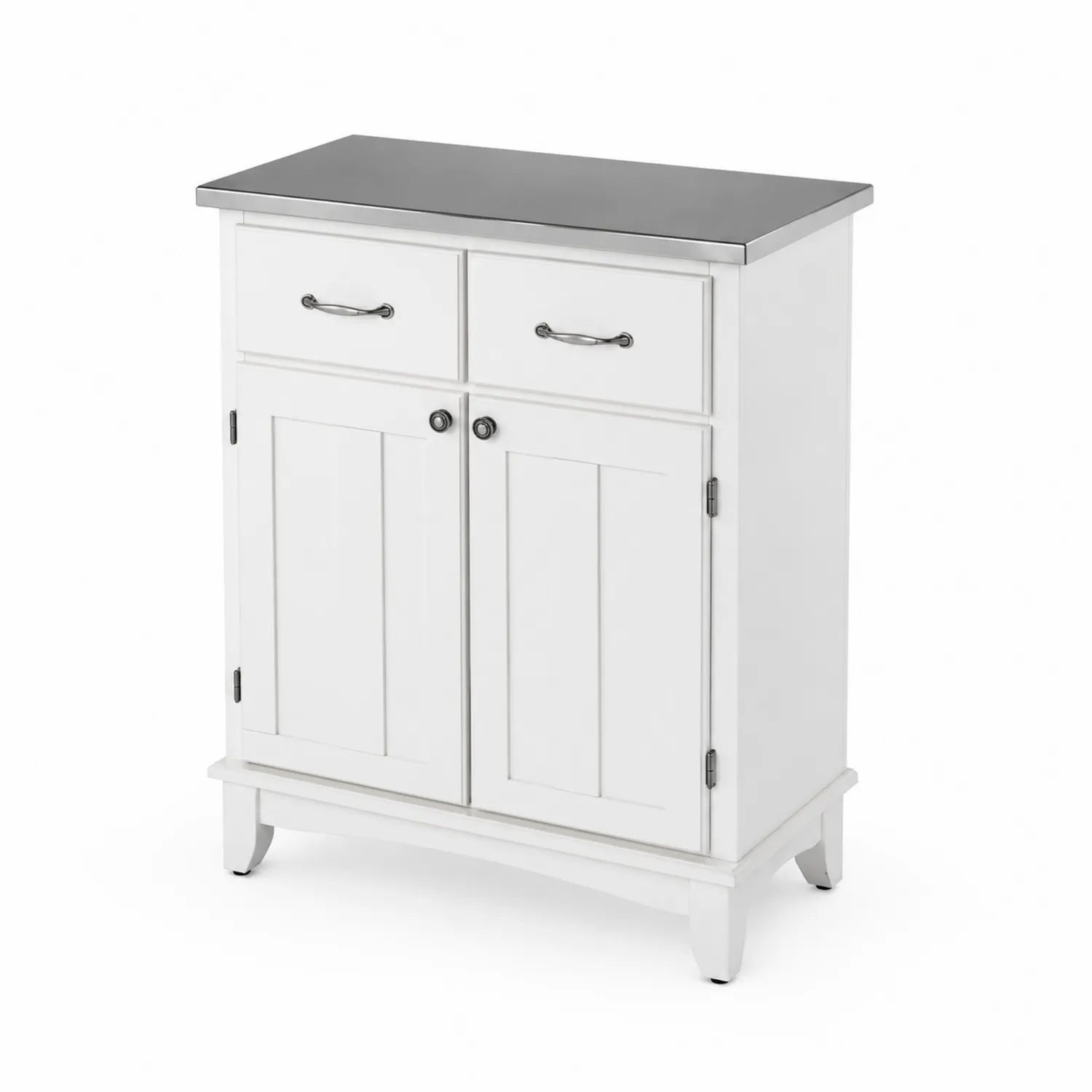 Credenza in legno con piano in acciaio e 2 cassetti