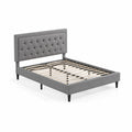 Letto in Legno e Tessuto Grigio con Testiera Trapuntata 160x200 cm