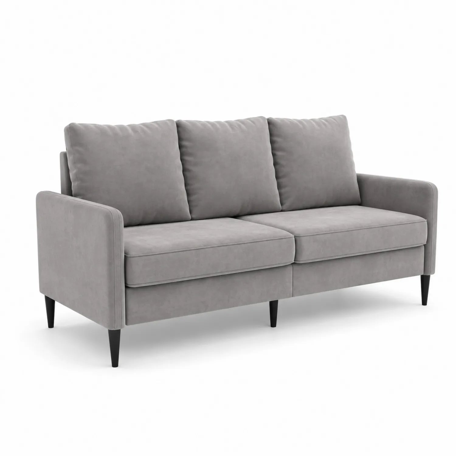 Divano a 3 posti in tessuto con gambe in legno Grigio