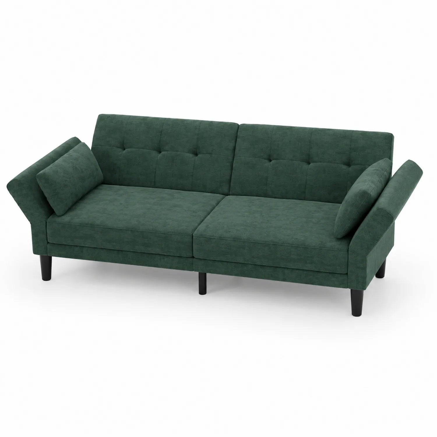 Divano letto in tessuto verde con schienale reclinabile