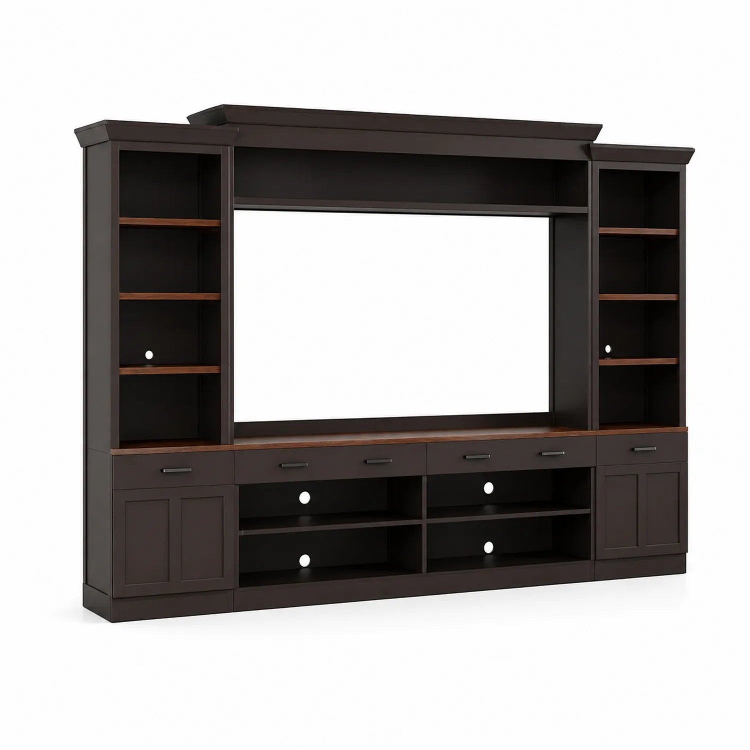 Centro di intrattenimento in legno MDF con accessori in metallo