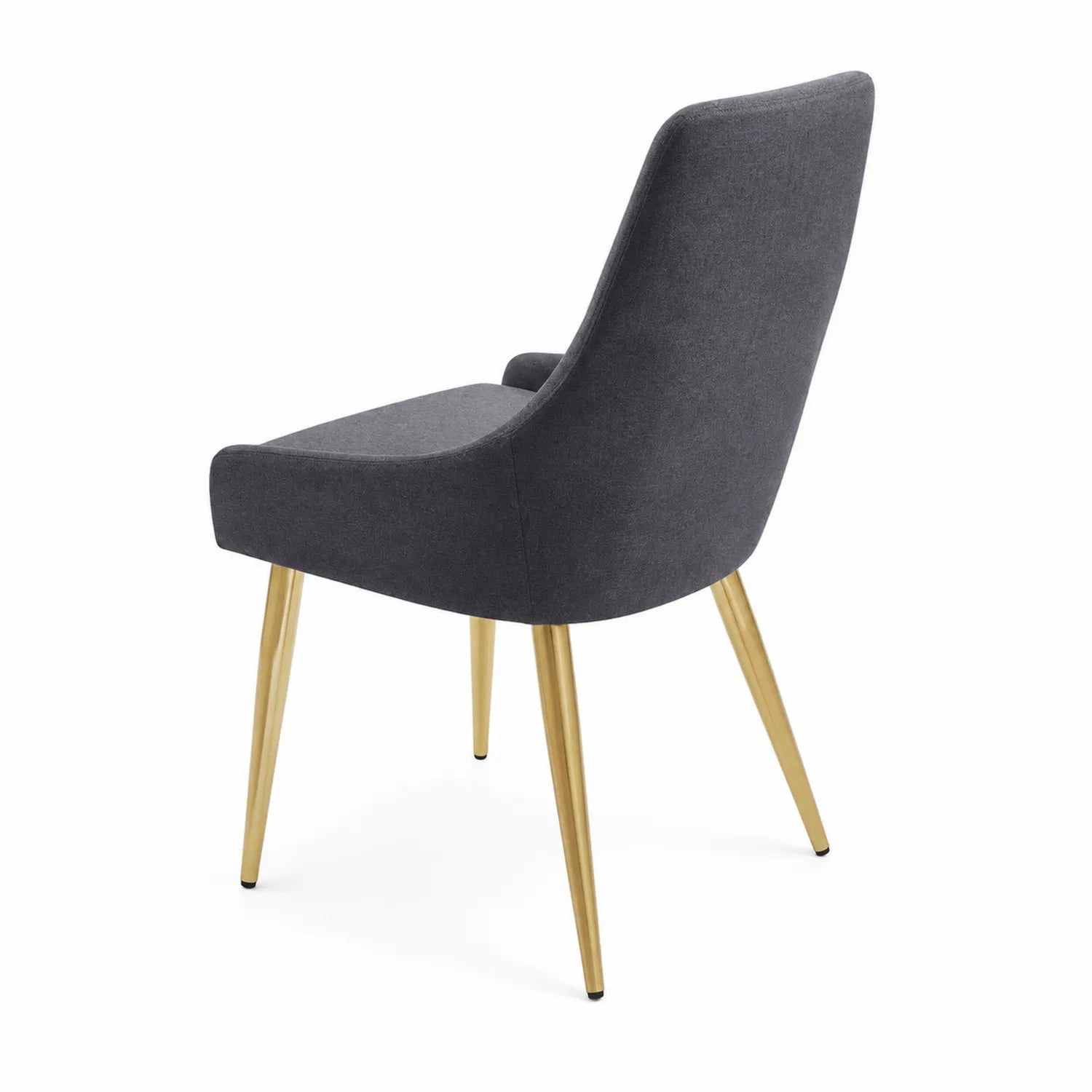 Sedia in Tessuto Grigio e Gambe in Metallo Dorato