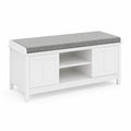 Panca contenitore in MDF con cuscino in tessuto grigio