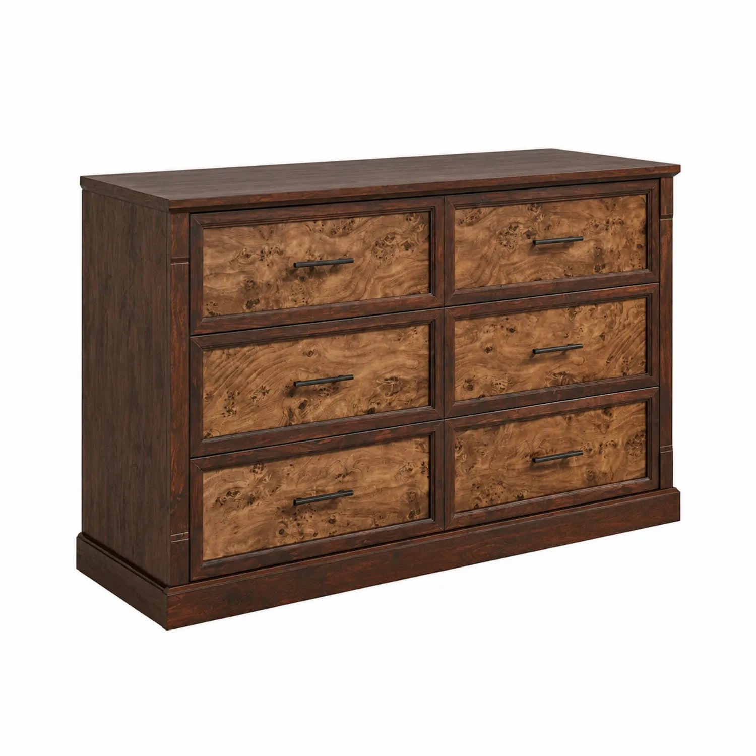 Cassettiera in legno con 6 cassetti marrone scuro
