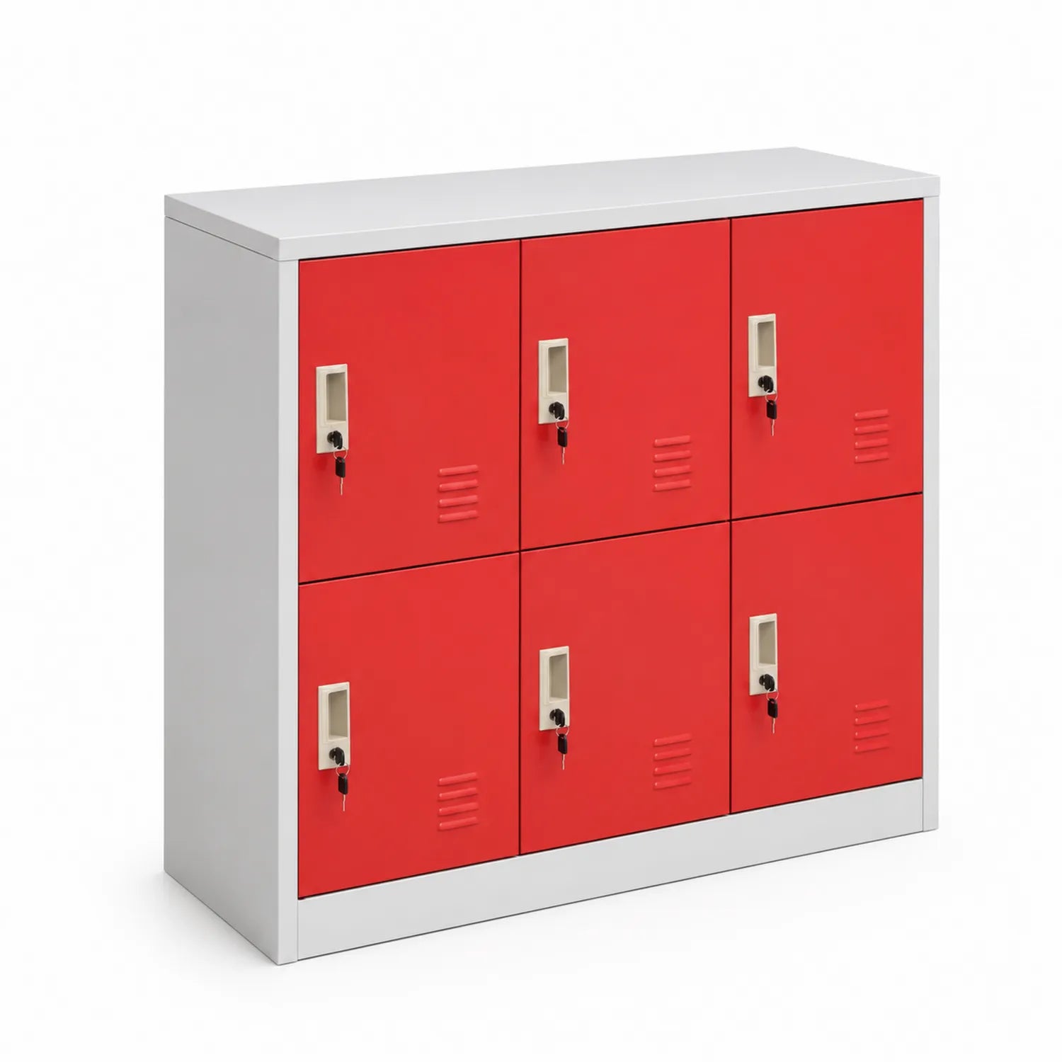 Armadio in metallo rosso con 6 sportelli