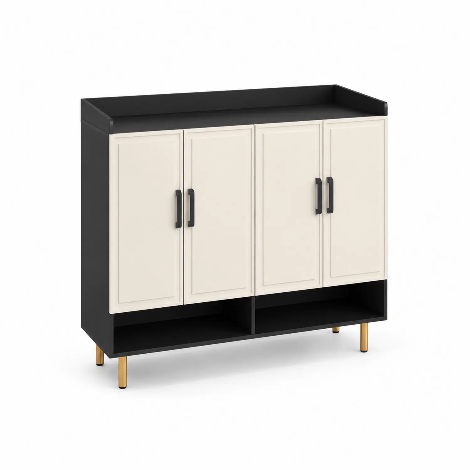 Armadio per Scarpe a 4 Ante in Legno MDF con Gambe in Metallo