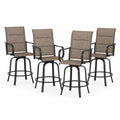 Set di 4 Sedie da Esterno in Metallo con Seduta in Textilene Beige, Girevole