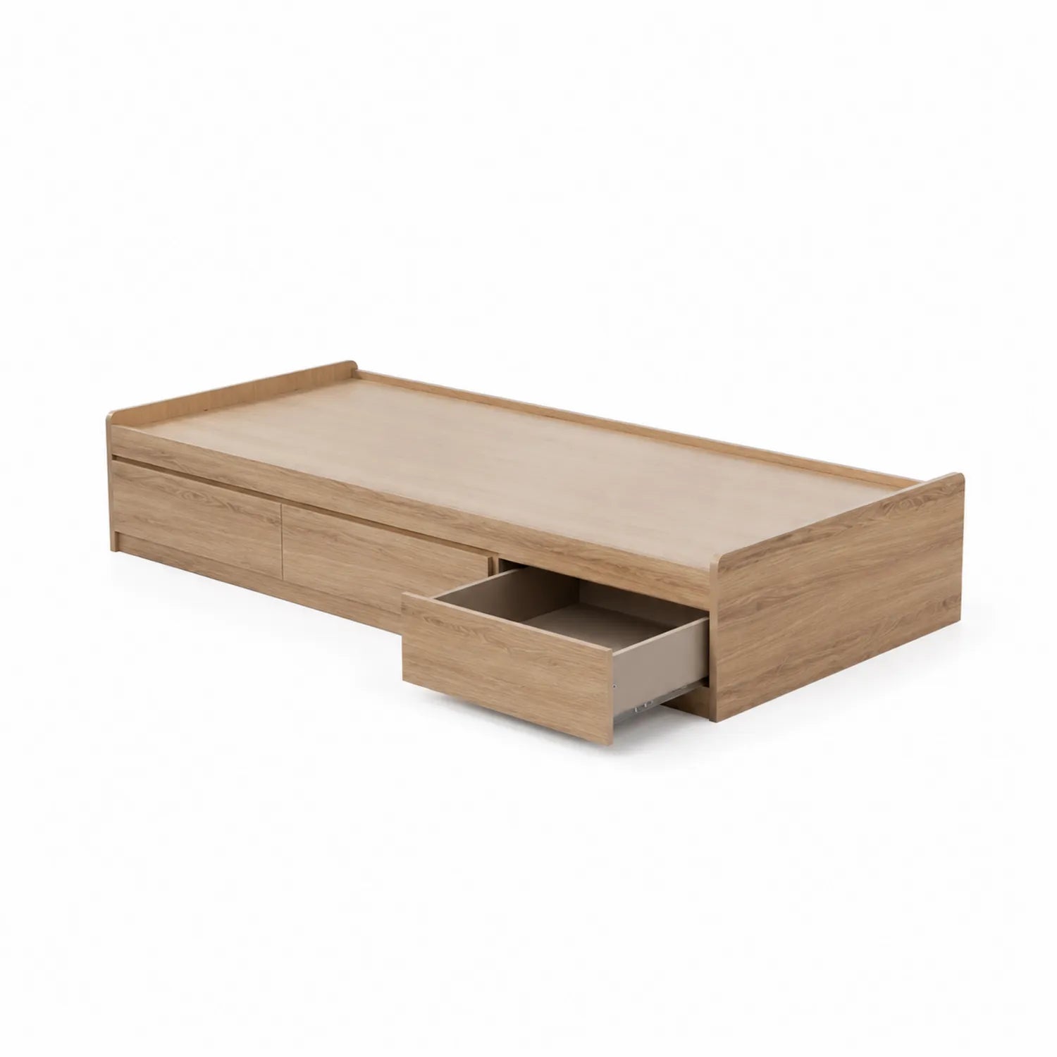 Letto singolo in legno compensato con cassetti integrati 200x90 cm