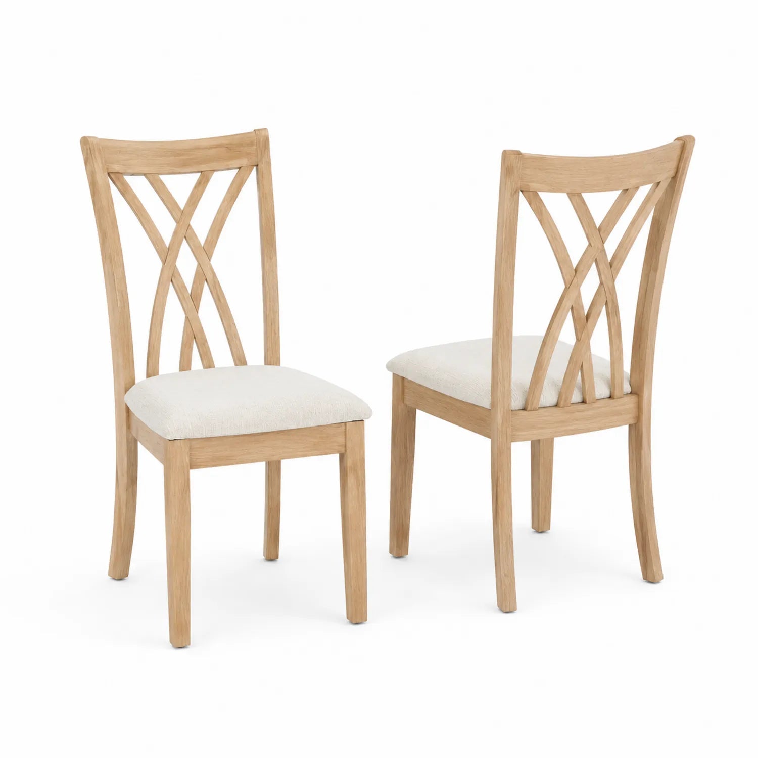 Set di 2 sedie da pranzo in legno di quercia e tessuto Beige