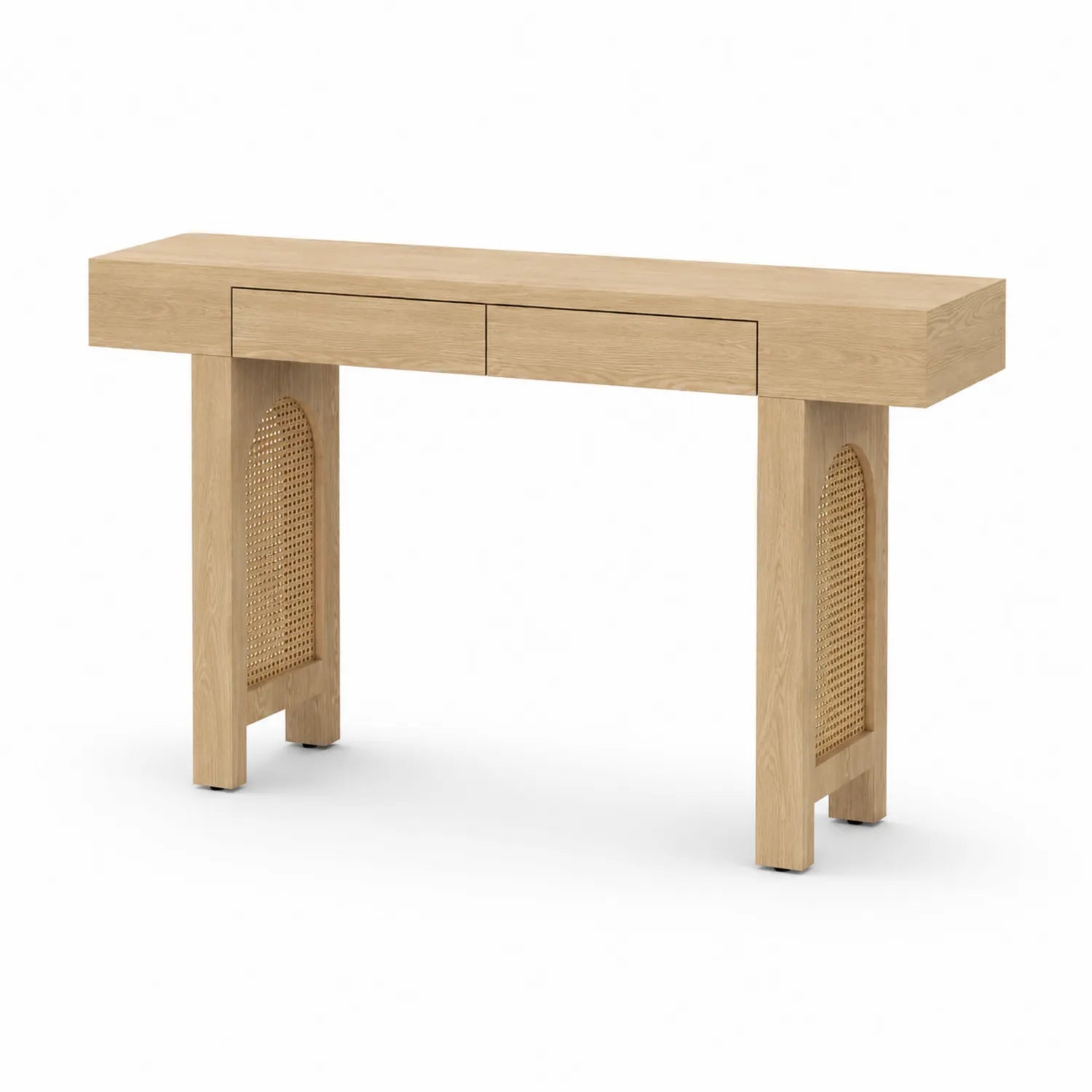 Consolle in legno e rattan con cassetti