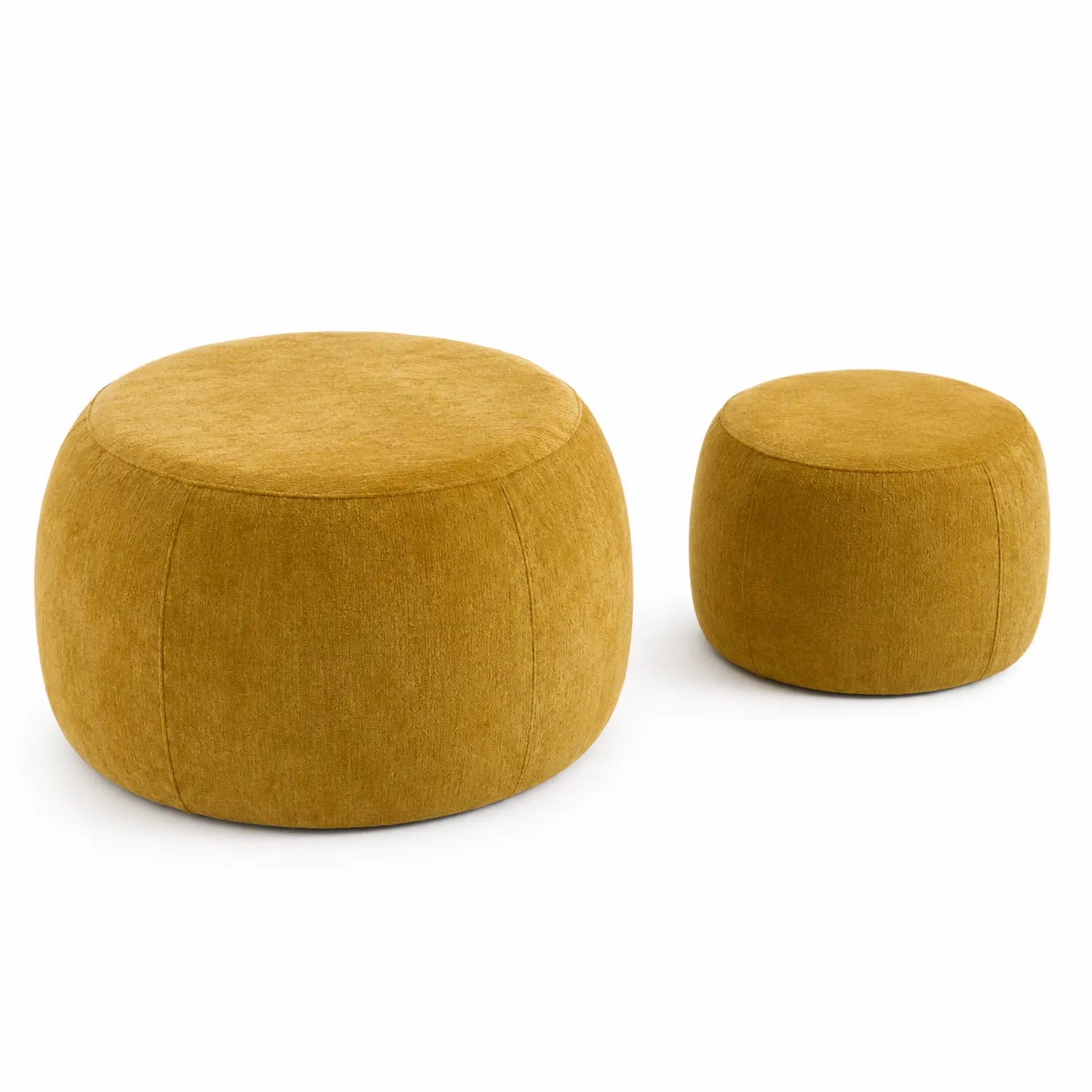 Set di Pouf Rotondi in Velluto Giallo